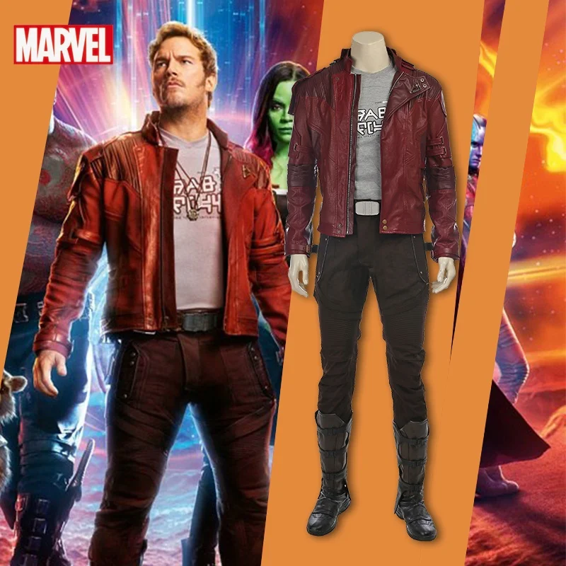 Guardians Captain Peter Cosplay Party Kostüm Männer Red Lord Cosplay Kostüm Komplettset Herren Leder Jack Star Halloween Geschenk Image
