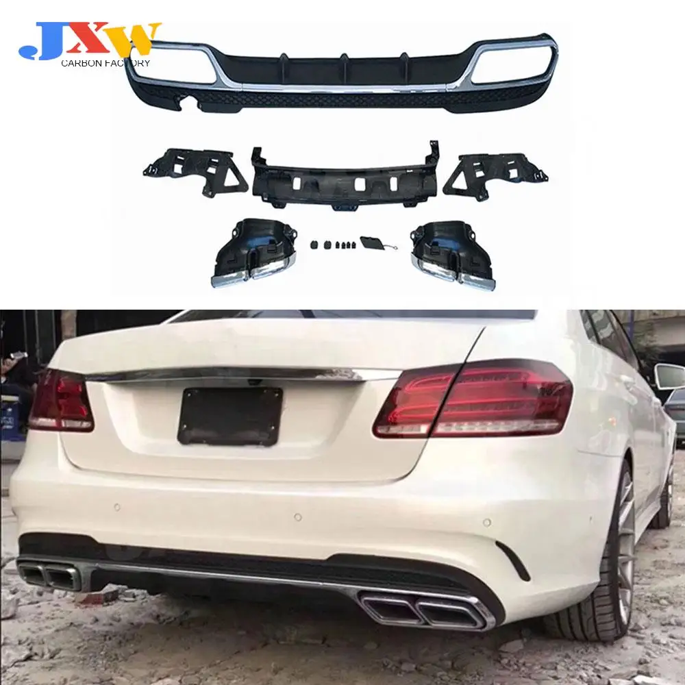 Heckdiffusor mit Auspuffspitzen für Benz E-Klasse W212 E350 E400 E63 AMG Sport 2013–2016, nicht für Standard-Heckstoßstangen-Lippenspoiler Image