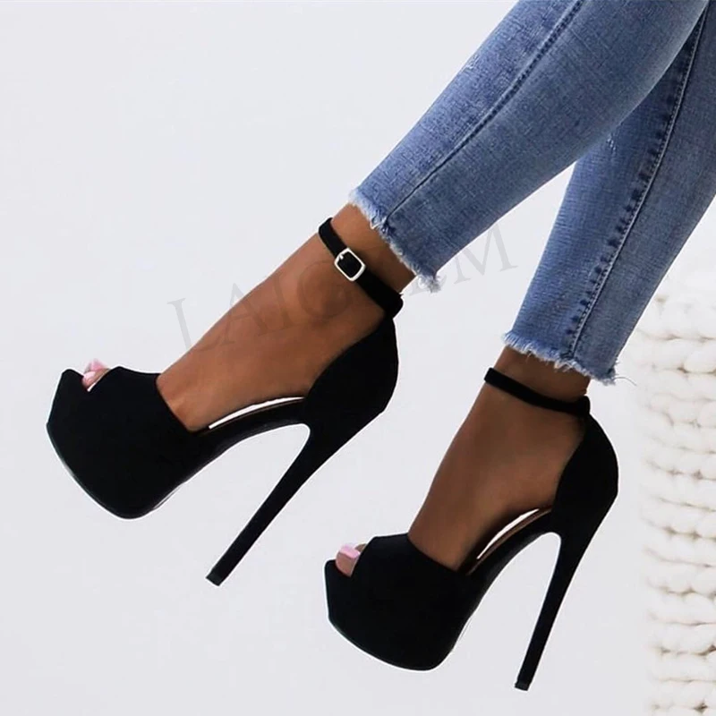 BERZIMER Faux Wildleder Frauen Plattform Sandalen High Heels Stiletto Zapatos Hombre Pumpen Schuhe Frau Chaussure Große Größe 45 50 52