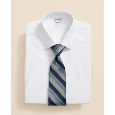 Brooks Brothers Men's Stretch Supima Cotton Non-Iron Ainsley Collar, Short-Sleeve Dress Shirt | White | Size 14½