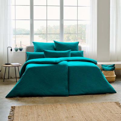 Bettwäsche ESTELLA "Takoma", blau (petrol), B/L: 155cm x 220cm, , Mako-Interlock-Jersey, B/L: 80cm x 80cm, Mako-Interlock-Jersey, Obermaterial: 100% Baumwolle, Bettwäsche Image