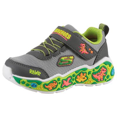 Lauflernschuh SKECHERS "PLAY SCENE", Kinder, Gr. 22, grau (grau, limette), Textil, Lederimitat, animal-print, sportlich, Schuhe, Sneaker, Babyschuh mit Klettverschluss, Größenschablone zum Download Image