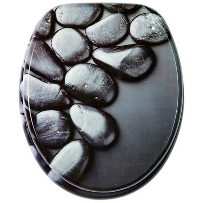 WC-Sitz SANILO "Hot Stones", grau (grau, schwarz), B:37,7cm L:47cm, MDF - Mitteldichte Holzfaserplatte, WC-Sitze