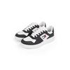 Plateausneaker TOMMY JEANS "TJW RETRO BASKET ESS", Damen, Gr. 39, schwarz-weiß (schwarz, weiß), Leder, Textil, sportlich, Schuhe, Freizeitschuh, Halbschuh, Schnürschuh mit seitlicher Logoflagge