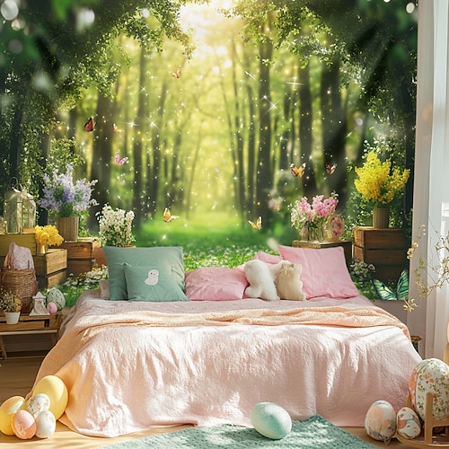 Hängender Wandteppich Kaninchen Eier Wandkunst Großer Wandteppich Wandmalerei Dekor Fotografie Hintergrund Decke Vorhang Heim Schlafzimmer Wohnzimmer Dekoration Image