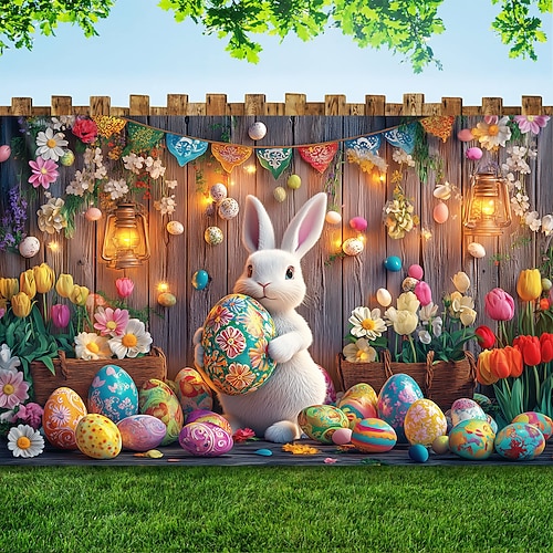 Hängender Wandteppich Hase Eier Wandkunst Großer Wandteppich Wanddekoration Fotohintergrund Deckenvorhang Heim Schlafzimmer Wohnzimmer Dekoration Image