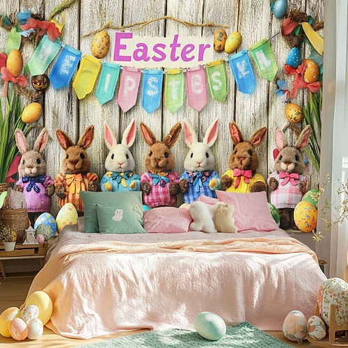 Hängender Wandteppich Hase Wandkunst großer Wandteppich Wanddekoration Fotokulisse Deckenüberwurf Vorhang Zuhause Schlafzimmer Wohnzimmer Dekoration Image