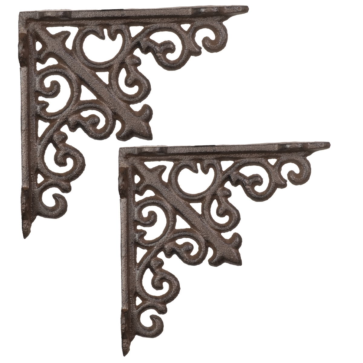 Moritz 2x Regalwinkel Wandregal 14 x 14 cm Regalträger Halter Wandträger Gusseisen braun Image