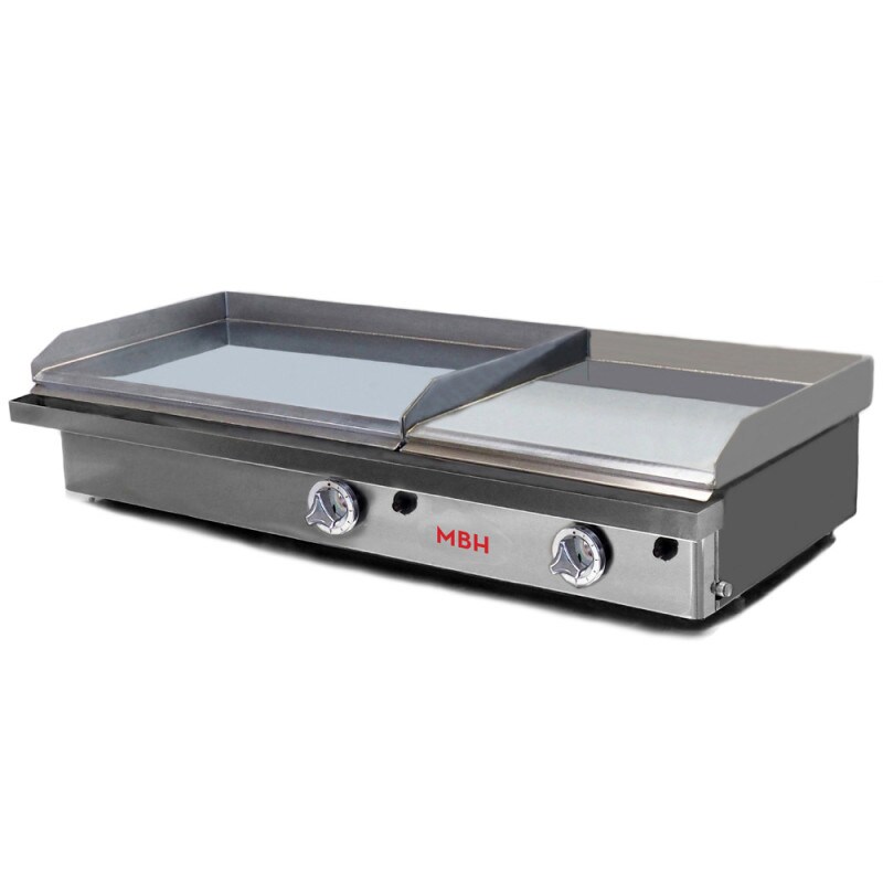 MBH - MAQUINARIA BAR HOSTELERIA MBH - Gasgrill Bratplatte 600x400+400x400 mm Hardchrome für die Gastronomie. Fry Top zwei Zonen für Küche für Bar und Restaurant. Image