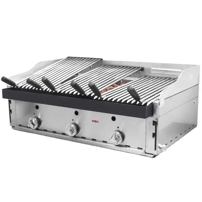 MBH - MAQUINARIA BAR HOSTELERIA MBH - Professioneller Gas Lavasteingrill 90 cm wirtschaftlich. Industrie-Grill für Restaurant, Hotel und Catering-Industrie. Image