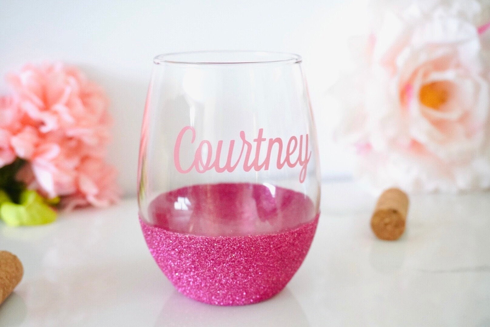 Bicchieri da vino glitterati, bicchieri da vino personalizzati, bicchiere da vino glitterato personalizzato, bicchieri da vino personalizzati damigell