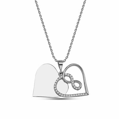 dKeniz - Anhänger mit Kette 925/- Sterling Silber Zirkonia weiß Charms & Kettenanhänger 1 ct Weiss Damen