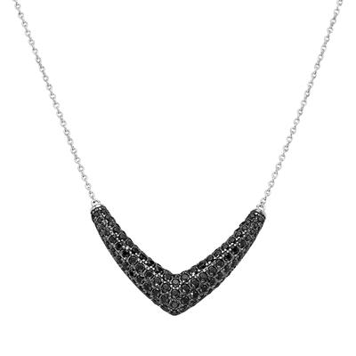 Giorgio Martello Milano - Collier mit Zirkonia oder Spinell, Silber 925 Ketten 1 ct Schwarz