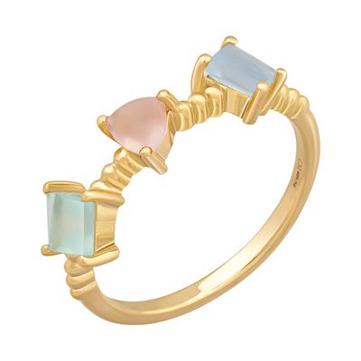 caï Ring 925/- Sterling Silber Chalcedon pastell 052 (16,6) Damen Image
