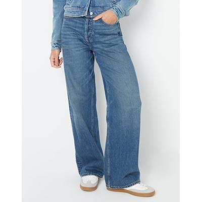Mid Wash Baggy Wide Leg Jeans