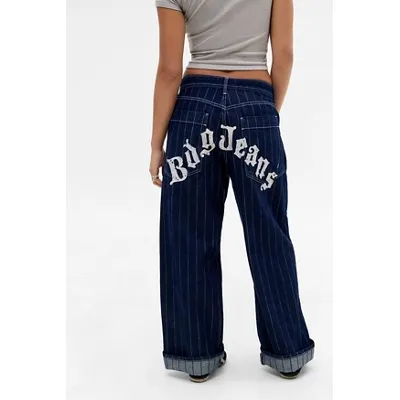 BDG Jaya Stripe Paint-Print Jeans - Vintage Denim Medium 27W 32L at Urban Outfitters