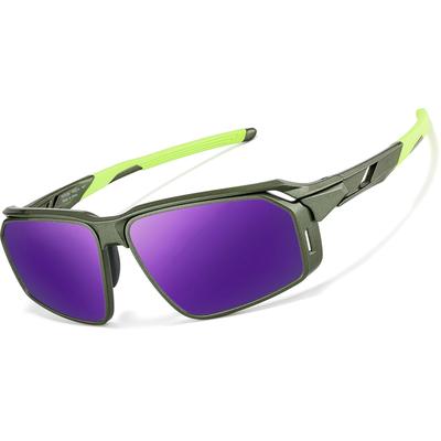 Zenni Sunglasses Green With Purple Mirror Plastic Full Rim Frame