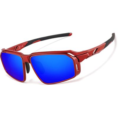 Zenni Sunglasses Red With Blue Mirror Plastic Full Rim Frame