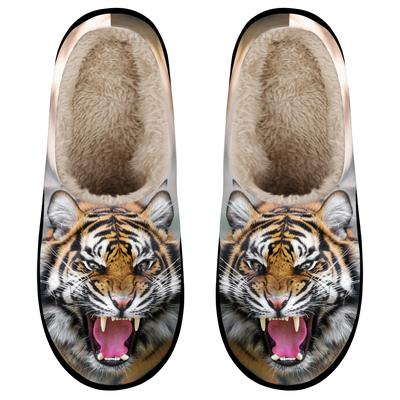 TEMU Print Cozy Fuzzy Slippers – Soft Indoor/outdoor House Shoes With Non-slip , Warm Plush , Perfect Gift For Tiger And