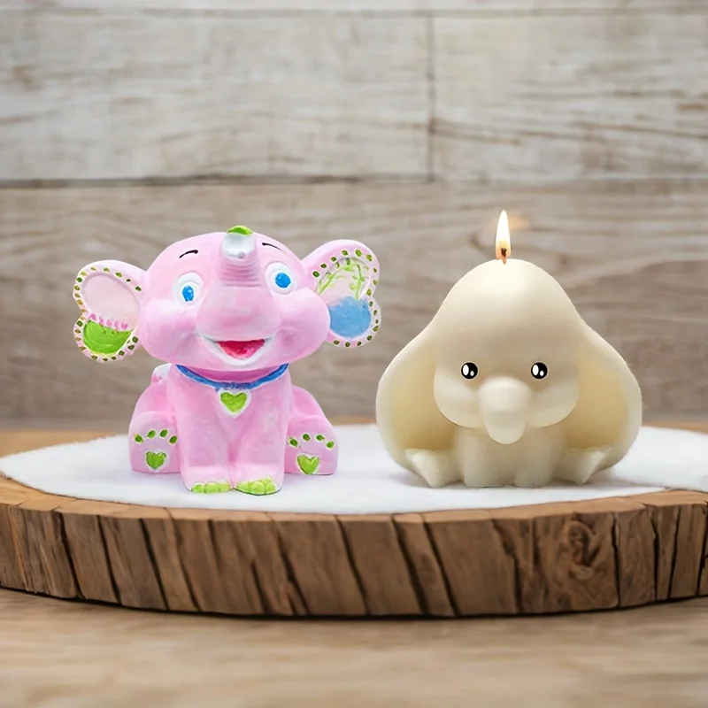 1 Stück, Dumbo 3D Dumbo DIY Cartoon Elefant Aromatherapie Kerze Gips Anhänger Tier Silikonform Image