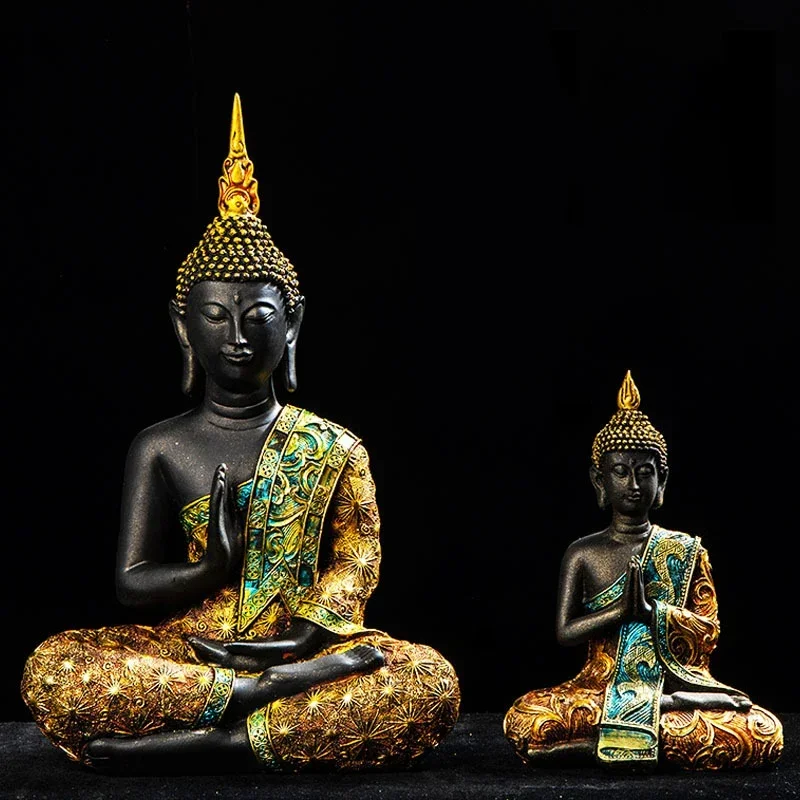 Große Buddha-Statue, Thailand-Buddha-Buddha-Skulptur, grünes Harz, handgefertigt, Buddhismus, Hindu-Fengshui-Figur, Meditation, Heimdekoration