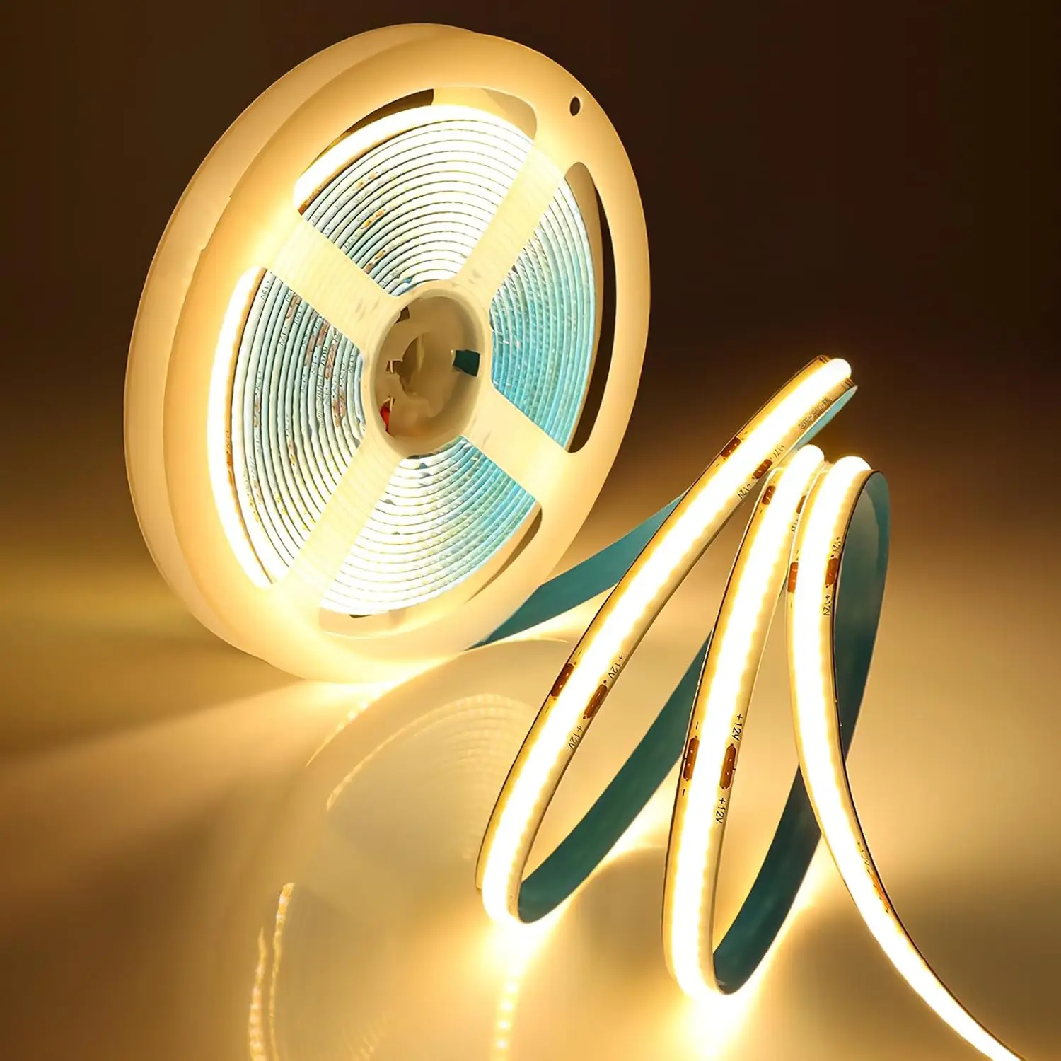 Oeegoo COB-LED-Streifen, 2 m, 3000 K, warmweiß (nur Streifen), LED-Streifen, dimmbar, 24 V COB-LED-Streifen, 8 mm Breite, für Heimdekoration