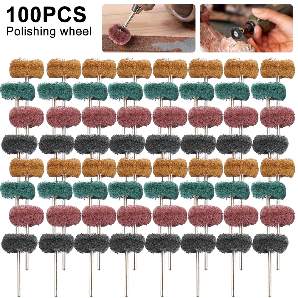 100 stücke Mini Bohrer Nylon Schleif Pinsel Polieren Rad Dreh Werkzeuge Dremel Dreh Hand Werkzeug Zubehör Set Rost Entferner Image