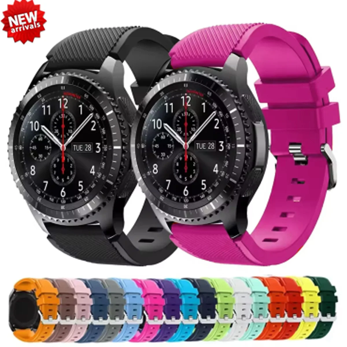 Silikonarmband für Samsung Galaxy Watch 5/6/4/3/46 mm/Active 2/Gear s3 Frontier/Sportarmband Huawei GT 4/3/2/2E 20 mm 22 mm Armband Image