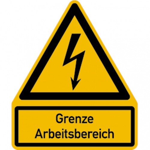 König Werbeanlagen Dreifke® Kombi-Warnschild, Grenze Arbeitsbereich, W012, 237 - 200x237 mm Folie selbstklebend Image