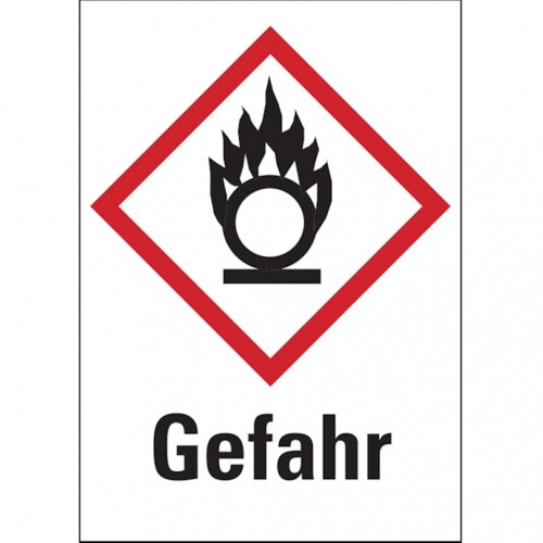 König Werbeanlagen Dreifke® Gefahrstoffetiketten - Flamme über einem Kreis (GHS0 - 20x29 mm Folie selbstklebend Image