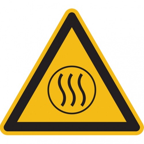 König Werbeanlagen Dreifke® Warnung vor heißem Inhalt DIN EN ISO 7010-W079 - 100 mm Folie selbstklebend Image