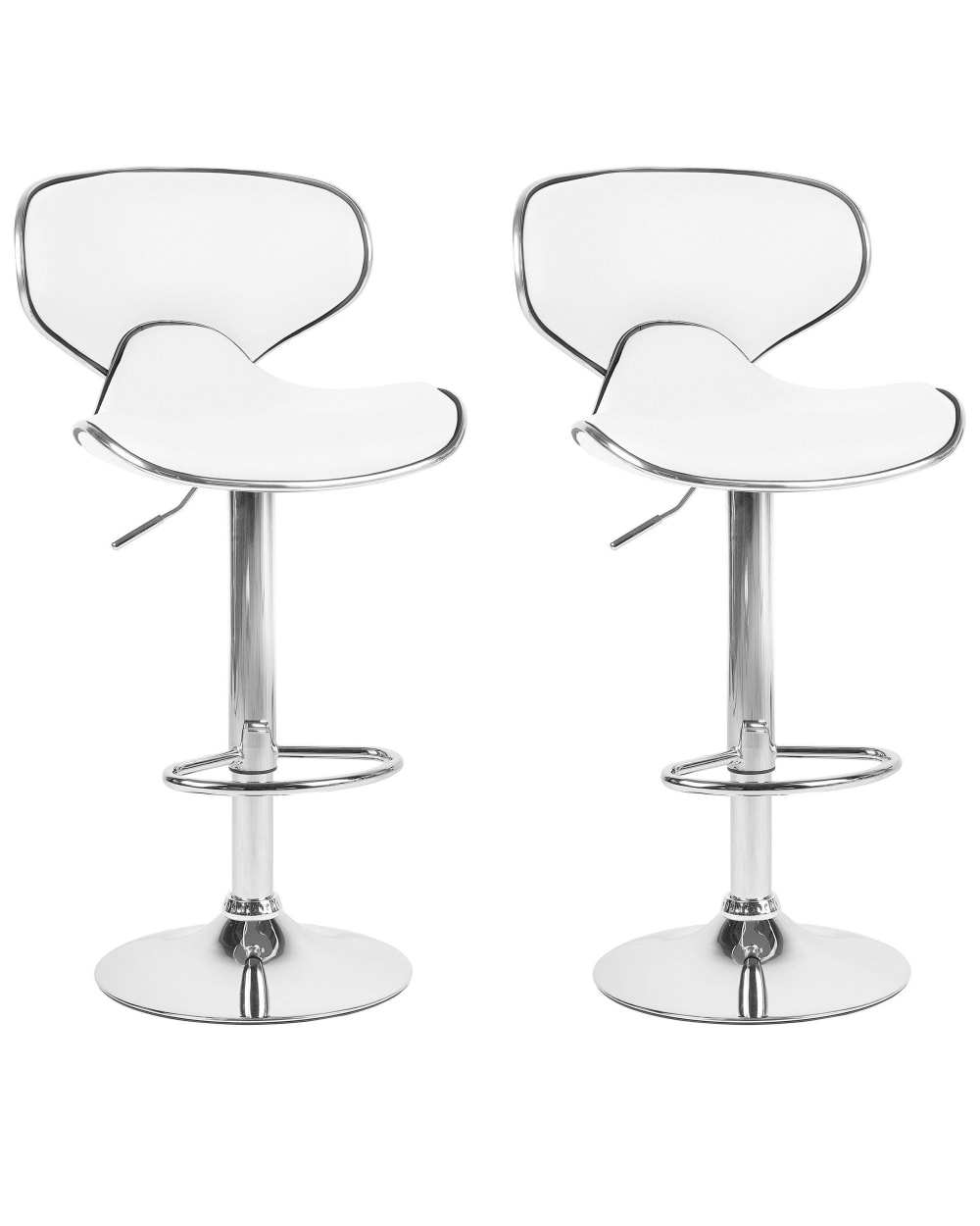 Lot de 2 chaises de bar cuir pu blanc