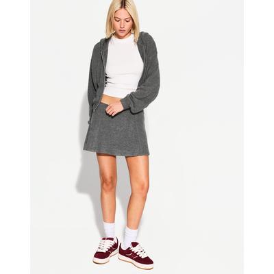 Bershka Hooded Jacket With Zip Women L Dark Grey
