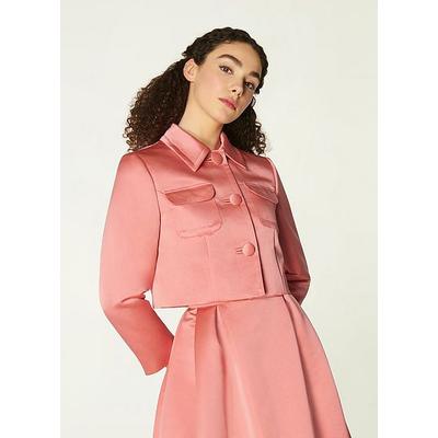 Biarritz Pink Satin Cropped Jacket, Lipstick Pink