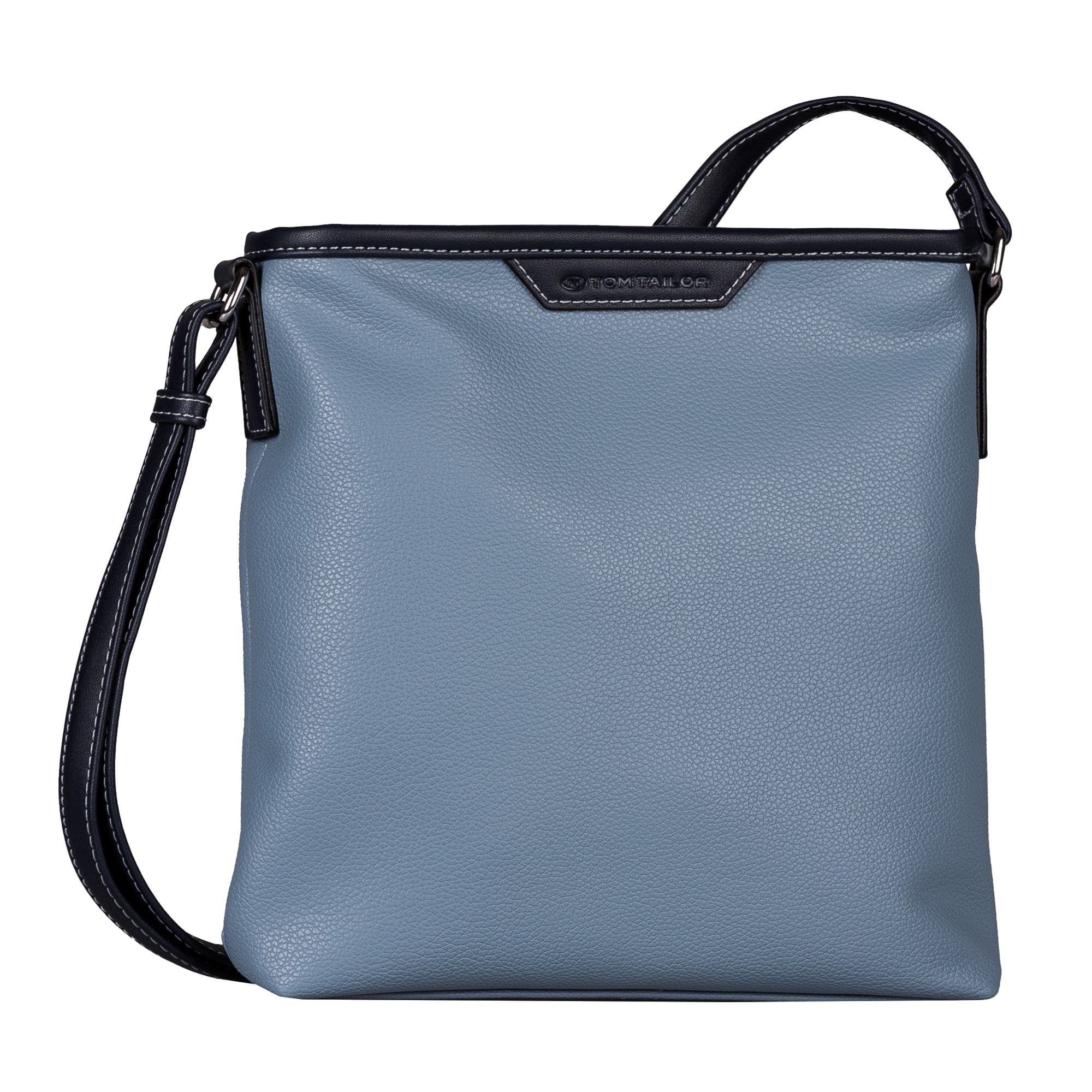 Umhängetasche TOM TAILOR "Leora", Damen, Gr. B/H/T: 25cm x 24cm x 6cm, blau, Polyurethan, Taschen Umhängetasche, leichtgewichtige Styles aus fein genarbtem Lederimitat