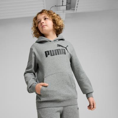 Kapuzensweatshirt PUMA "ESS NO. 1 LOGO HOODIE FL B", Kinder, Gr. 176, grau (medium gray heather), Fleece, Obermaterial: 66% Baumwolle, 34% Polyester, bedruckt, sportlich, regular fit normal, Langarm, Sweatshirts Image