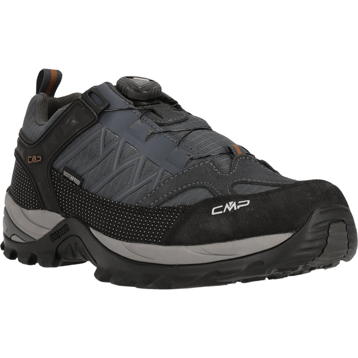 Wanderschuh CMP "RIGEL LOW FITGO TREKKING SHOES WP", Damen, Gr. 46, antracite, arabica, Leder, Synthetik, Schuhe Wanderschuh, wasserdicht