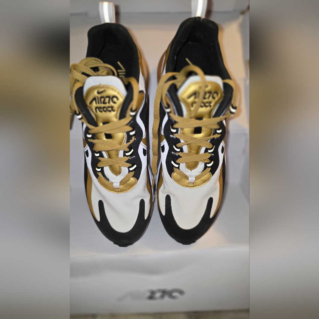Nike Shoes | *Price Drop* Nike - Air Max 270 React 'Metallic Gold' Shoes Men's Size 10.5 | Color: Black/White | Size: 10.5