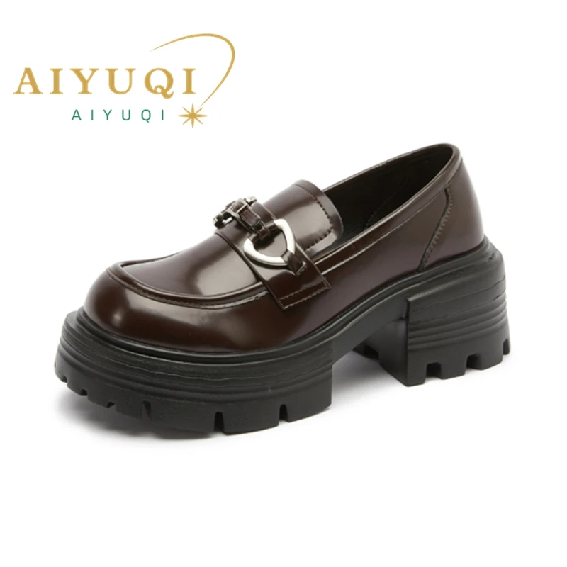 AIYUQI Damen-Loafer im britischen Stil 2026 – Neue Plateau-Damenschuhe für den Frühling, große Größen, Plateau-Damenschuhe aus echtem Leder