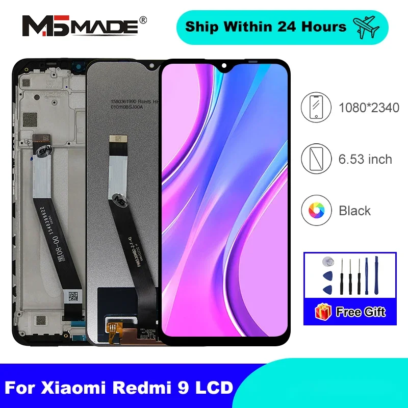 6,53 "IPS Für Xiaomi Redmi 9 LCD Display Touch Screen Für Redmi 9 M2004J19G Display Ersatz Teile Mit Rahmen bildschirm Image