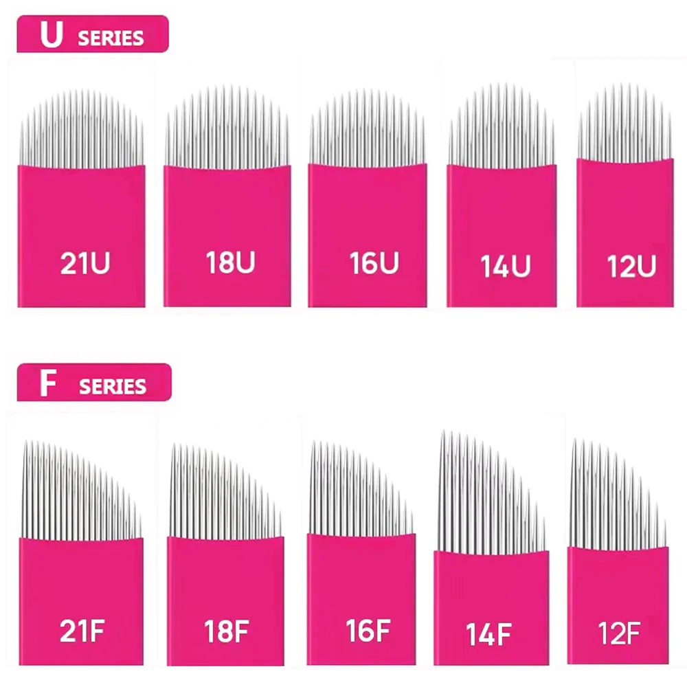 100 stücke Microblading 0,16/0,18mm Tebori Klingen Nadeln Tattoo nadeln Permanent Make-Up Nadel 12 14 16 18 21 Manuelle augenbraue Klinge Image