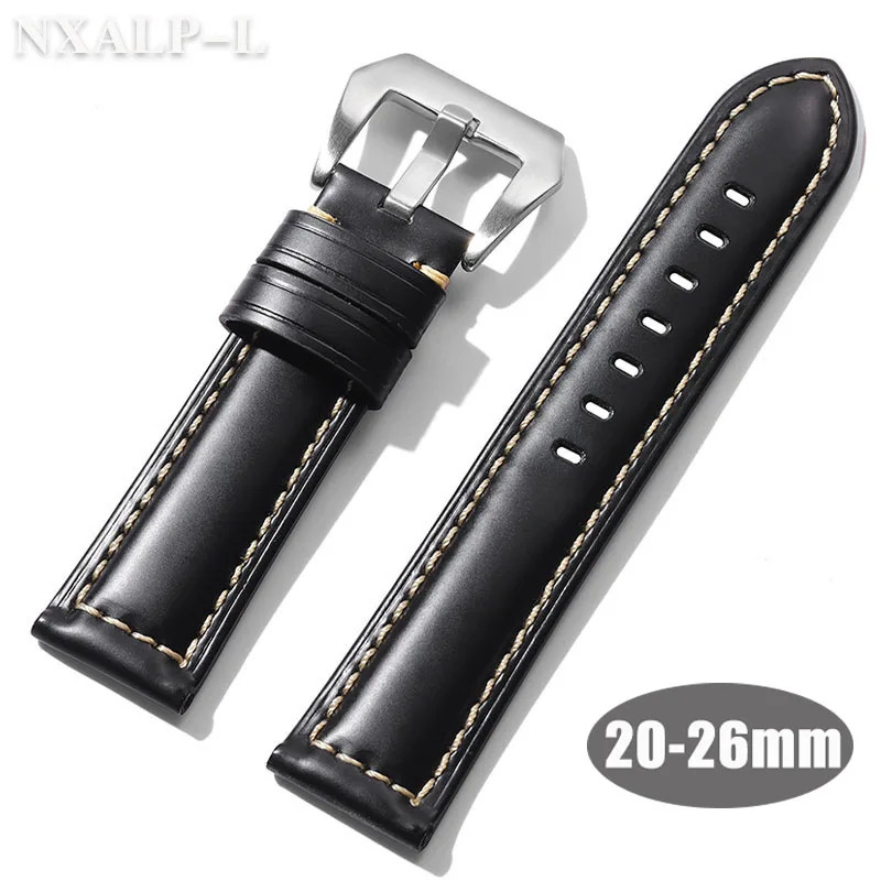 Echtes Lederarmband für Panerai für Seiko Armband 20mm 22mm 24mm 26mm Ölwachs Glänzendes Rindsleder Uhrenarmband Zubehör Image
