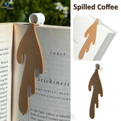 Funny Spilled Coffee Bookmark Corner Marker for Reading Cute Bookmarks for Reading Corner Bookmark