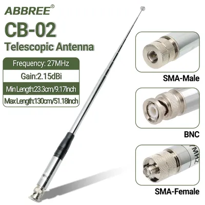 ABBREE 27MHz SMA-Female/SMA-Male/BNC Handheld Telescopic CB Antenna For Quansheng UV-K5 UV-K5(8)