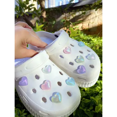 10pcs Set Heart Shaped Shoe Decoration With Hole, Detachable Flower Garden Shoe DIY Decorative