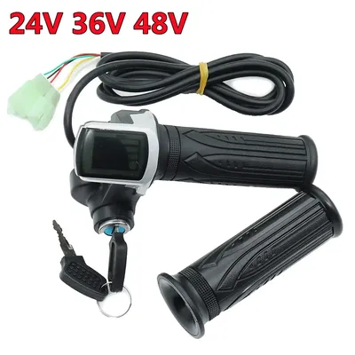 24V 36V 48V 1Pair Electric Scooter Bike Throttle Speed Adjustment Handle with Key Lock Display
