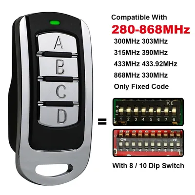 Garage Door Remote Control Clone 8 / 10 DIP Switch 300MHz 303MHz 315MHz 330MHz 433MHz 433.92MHz