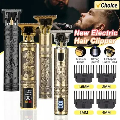2024 New Vintage T9 Hair Cutting Machine Men's Electric Shaver Rechargeable Hair Trimmer Beard