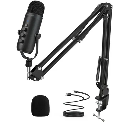 Haomuren Professional USB Streaming Podcast PC Microphone Studio Cardioid Condenser Mic Kit with