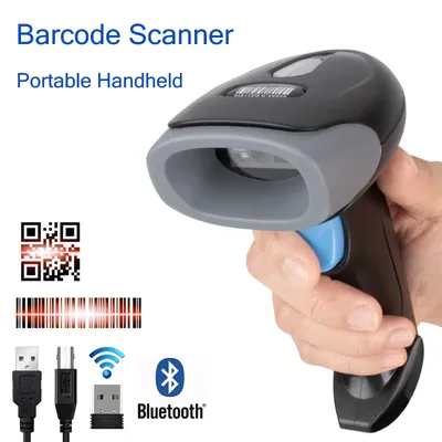 1D/2D Barcode Reader USB Wired/Wireless 2.4G WIFI Bluetooth Handheld Bar Code QR Code Scanner CMOS